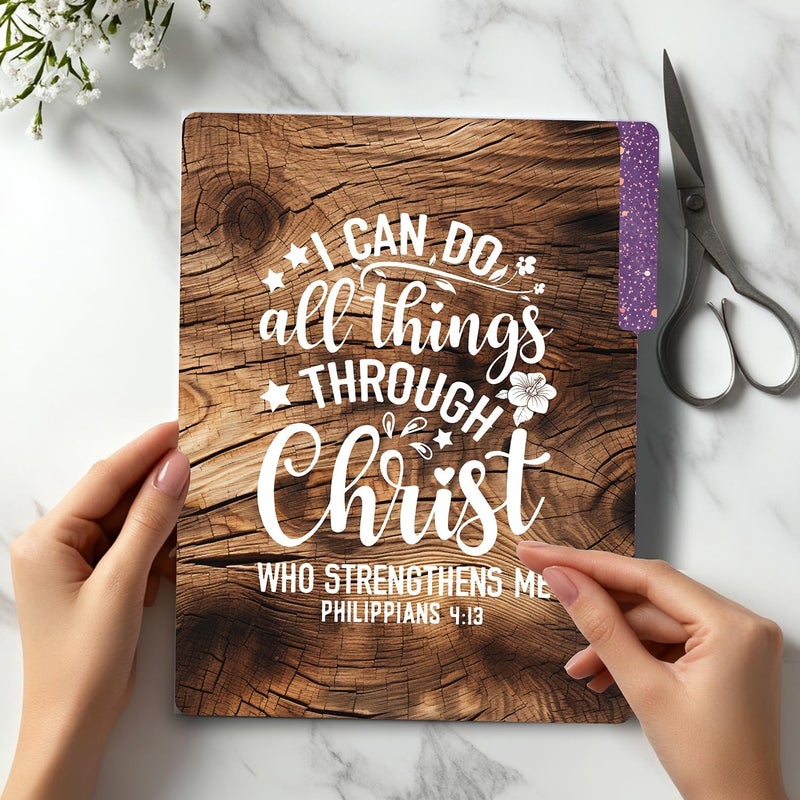 PARTH IMPEX 12 Pack Decorative File Folders, 1/3 Cut Tab with Assorted Positions, Letter Size Paper Holders (9.37” x 11.75”) Matte Finish Laminated - Motivational Inspirational Bible Verse Quotes - Image 3